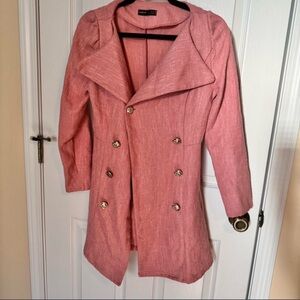 Tahari Pink Double-Breasted Trench Coat